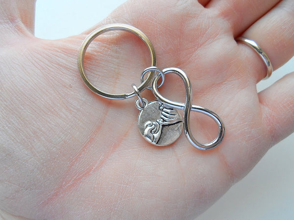 Double Keychain Set, Bronze Pinky Promise & Small Infinity Charm Keychains,  Best Friend Gift