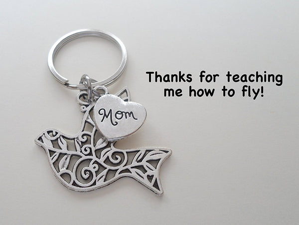 Mom Bird Keychain, Mother's Gift- Thanks for Teaching Me How to Fly –  JewelryEveryday