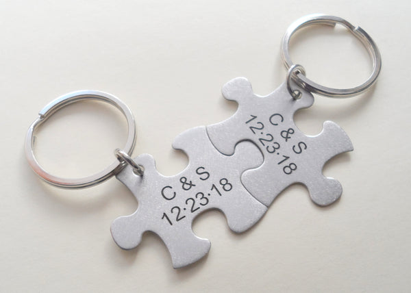 Best Friend Puzzle Piece Keychains in 2 Designs (1.2 x 3.3 Inches