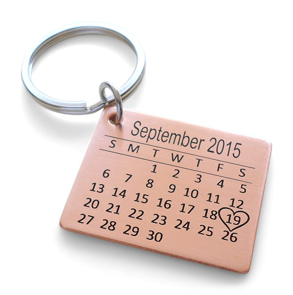 Copper Calendar Pocket Card Personalized Anniversary Gift 