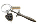 Bronze Sword & Shield Charm Keychain with Fearless Charm, Knight Keychain, Warrior Keychain, Fantasy Keychain