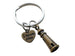 Bronze Lighthouse Charm Keychain with I Love You Heart Charm, Couples Keychain