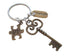 Physical Therapist Appreciation Keychain with Bronze Key, PT Puzzle, and Thank You Charm