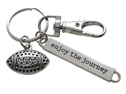 Football Charm Keychain with Enjoy the Journey Charm & Swivel Clasp; Football Team Player Keychain