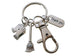 Housekeeping Appreciation Gift Keychain; Broom, Work Gloves, Thank You Charm & Swivel Clasp Keychain