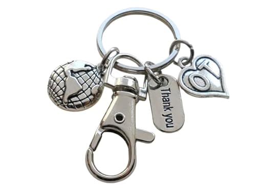 Occupational Therapist Appreciation Keychain with OT Charm, World Globe Charm, Thank You Charm, and a Swivel Clasp; Clinic Staff and Employee Thank You Keychain