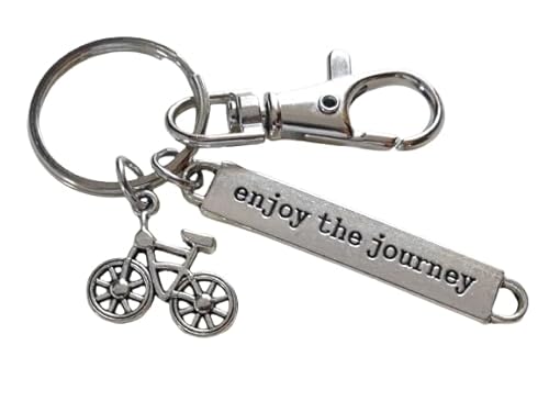 Bike Charm Keychain with Enjoy the Journey Tag & Swivel Clasp; Biker's Keychain, Graduate or Biking Coach, Encouragement Keychain