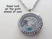 Custom Graduate Circle Crystal Edge Floating Charm Locket Necklace, Stainless Steel Locket, Graduation 2024, 2025 or 2026, Reach for the Stars