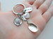 Serving Spoon Charm Keychain with Plate Charm, Hero Heart Charm, and Thank You Charm; Food Server, School Lunch Serving Staff Appreciation Keychain