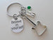 Custom Guitar Charm Keychain with Believe In Yourself Charm & Initial Charm, Graduate Keychain, Guitar Player Keychain