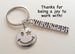 Volunteer Appreciation Keychain with Smiley Face Charm and Volunteer Charm