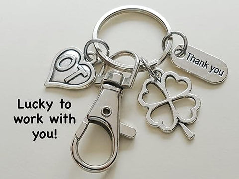 Occupational Therapist Appreciation Keychain with OT Charm, Clover Charm, Thank You Charm, and a Swivel Clasp; Clinic Staff and Employee Thank You Keychain