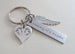 Mommy of 2 Angels Keychain with Twins Feet Heart Charm & Wing Charm, Twin Babies Memorial Keychain