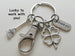 Housekeeping Appreciation Gift Keychain; Broom, Clover, Thank You Charm & Swivel Clasp Keychain