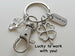 Hand with Heart Charm Keychain with Clover, Thank You Charm, and Swivel Clasp; School or Preschool Teacher Appreciation, Volunteer, Therapist, or Social Worker Keychain