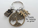 Bronze Tree & Kids Charm Keychain with Crayons Charm; School or Preschool Teacher & Volunteer Appreciation Keychain