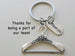 Clothes Hanger and Thank You Charm Keychain, Clothing Store Employee Appreciation Keychain