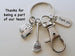 Housekeeping Appreciation Gift Keychain; Broom, Work Gloves, Thank You Charm & Swivel Clasp Keychain