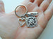 Compass Charm Keychain with Love Charm & Heart Charm - I'd Be Lost Without You; Couples Keychain