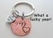 Custom Penny Keychain With Heart Around Year & I Love You Charm Personalized Anniversary, Husband Wife Key Chain, Boyfriend Girlfriend, Customized Couples Keychain