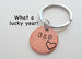 Custom Penny Keychain With Heart Around Year & Clover Charm Personalized Anniversary, Husband Wife Key Chain, Boyfriend Girlfriend, Customized Couples Keychain