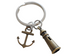 Bronze Lighthouse Keychain With Anchor Charm- I'd Be Lost Without You; Couples Keychain