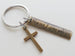 Bronze Cross Charm Keychain with Engraved "Fear Not I am With You" Tag, Religious Christian Keychain