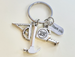 Hammer Charm Keychain with Square Charm, Tape Measure Charm & Thank You Tag Charm