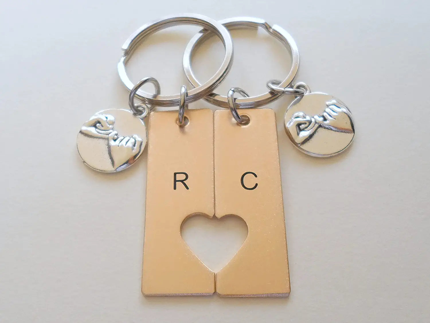 Custom Couples Gift  Copper Heart Keychain, Personalized Wedding