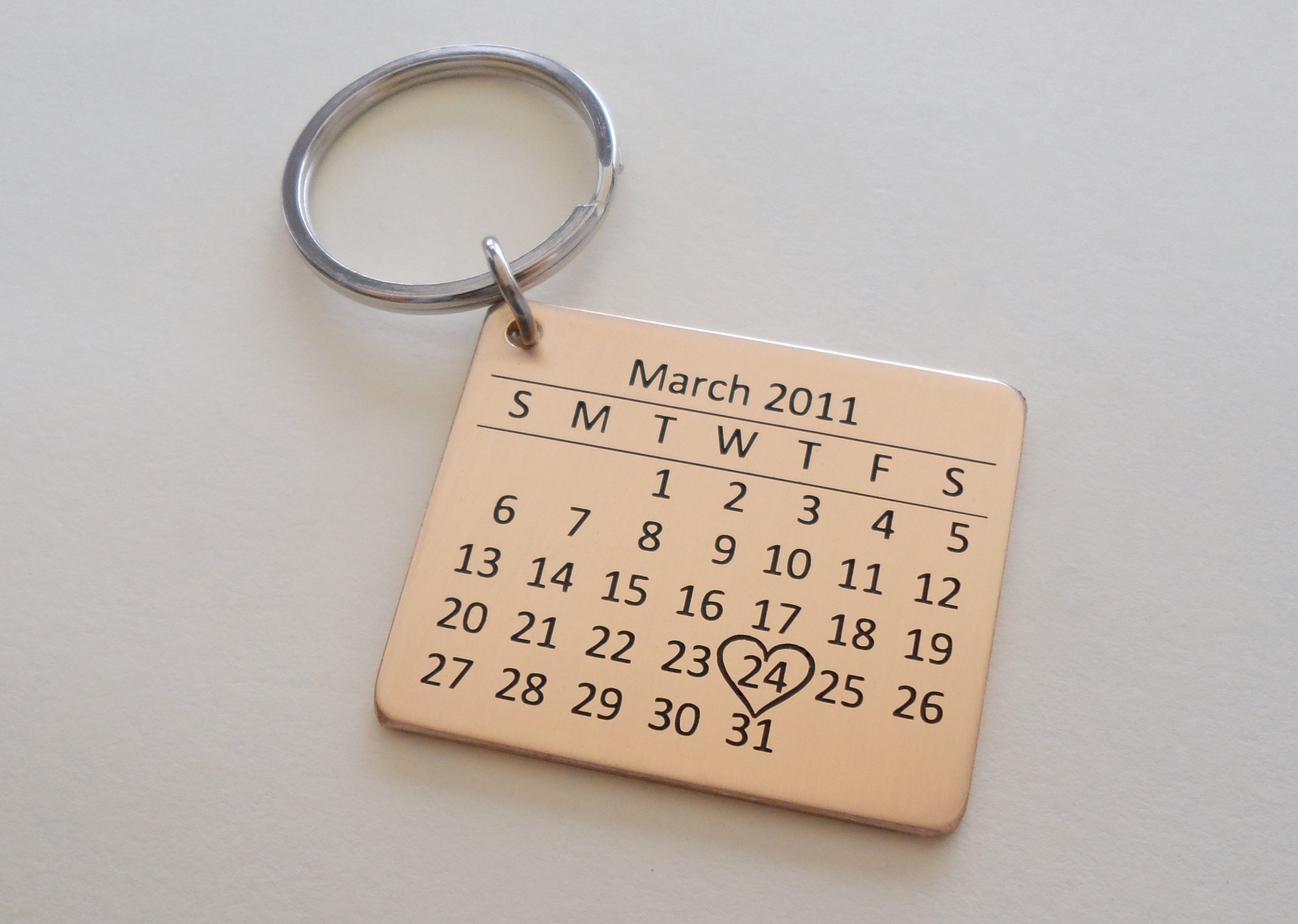 JewelryEveryday Anniversary Gift | Personalized Hooked Aluminum Keychain Hook Charm Silver / Add Date Below and Two Rows on Back