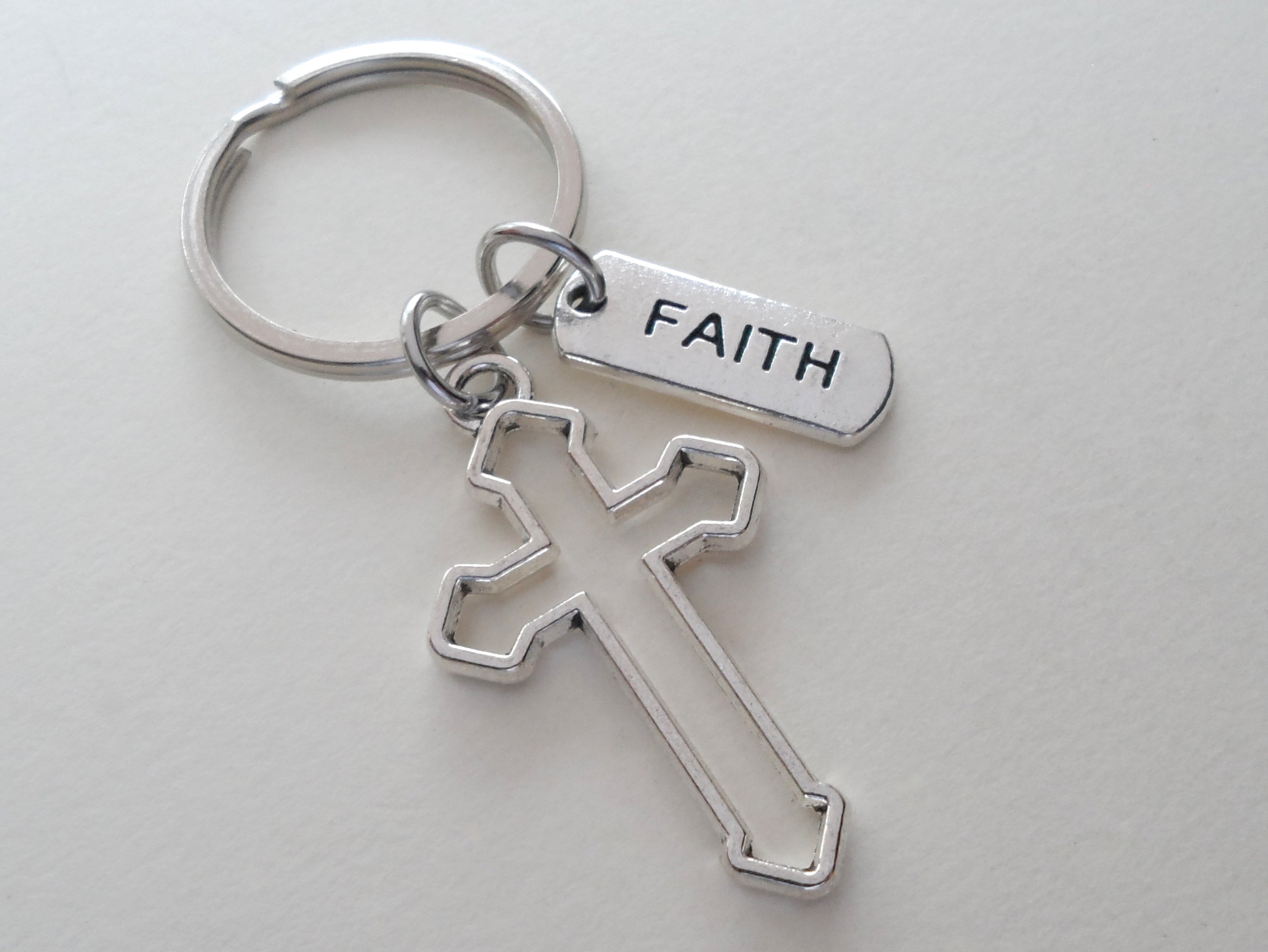 JewelryEveryday Cross Keychain with Faith Charm - Religious Neighbor Gift